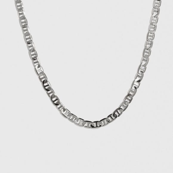 Silver Mariner Chain Necklace*Unisex Necklace*Flat Marina Necklace*Waterproof - Picture 4 of 7